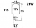 12V lasikanta polttimo  -  21W  -  T15