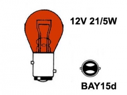 12V metallikanta polttimo Oranssi  - 21/5W-  BAY15d