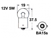 12V metallikanta polttimo  -  5W  -  BA15S